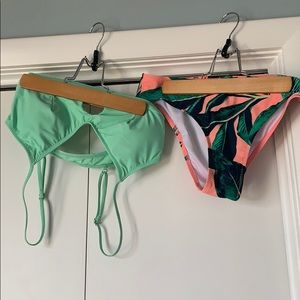 Leaf two piece bikini green and pink medium